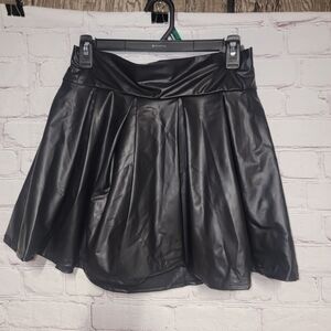Spirit Halloween Faux Leather Black Skater Skirt NWT